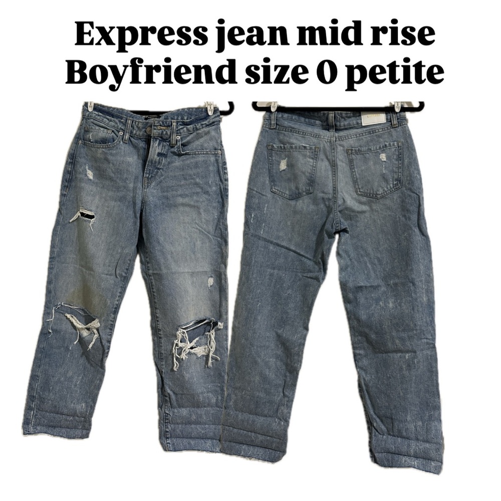 Express Boyfriend Jeans - Distressed Blue